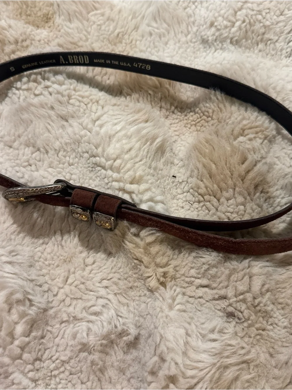 Vintage Brown Leather Belt with Silver and Gold Medallion Accents Size small